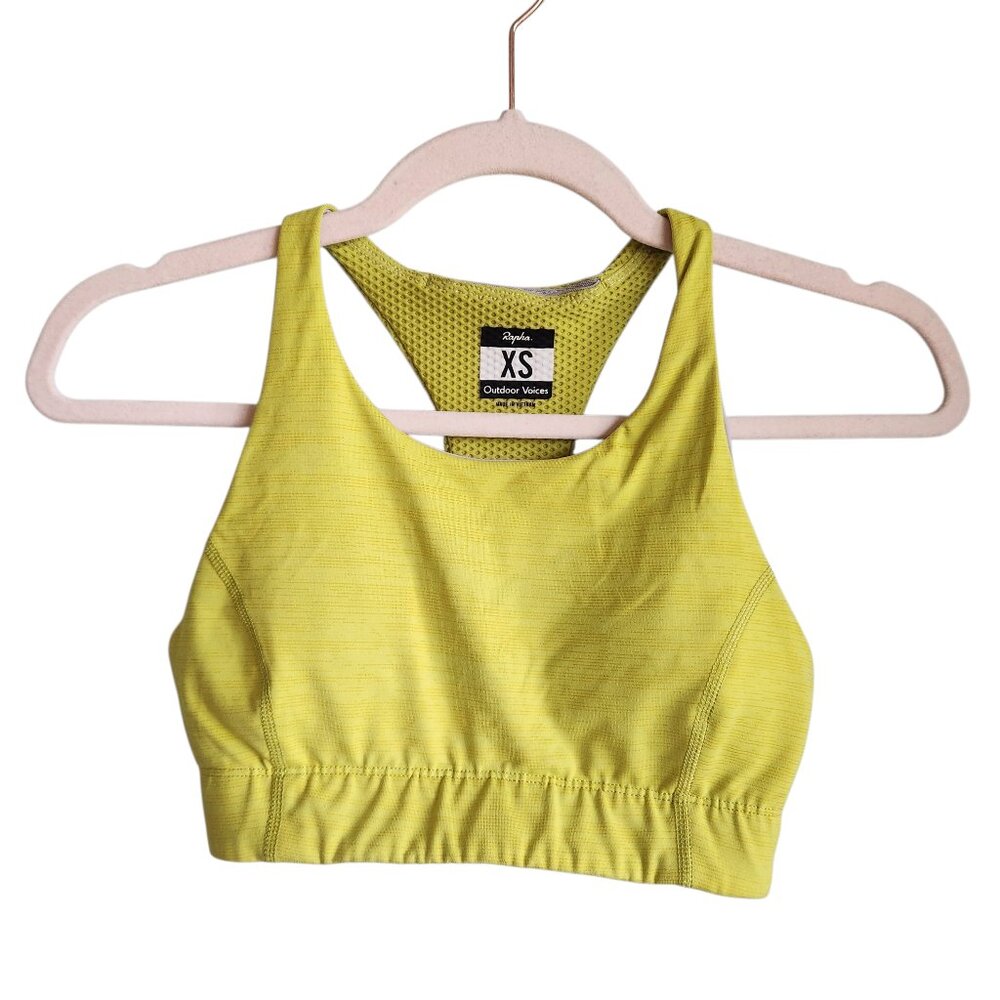 Outdoor Voices x Rapha Sports Bra XS Women's Yellow Racerback Pullover Wireless